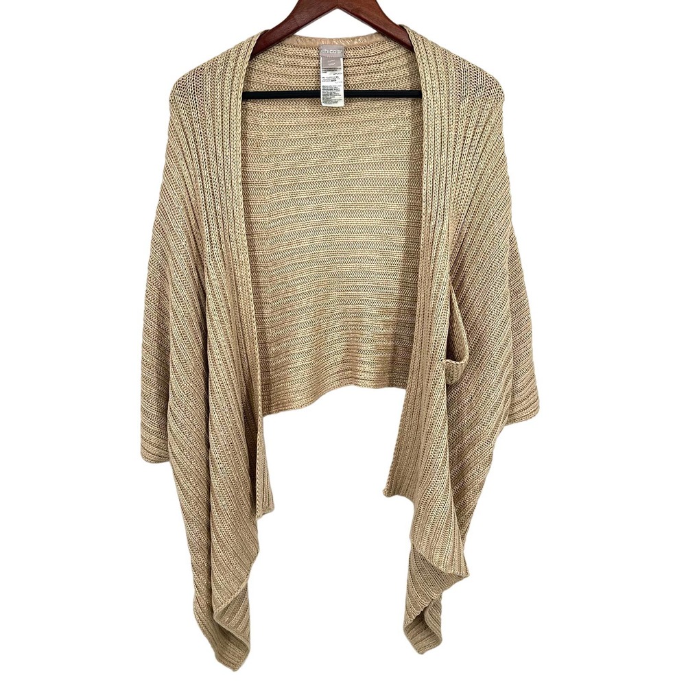 Chicos Womens Size Small Medium Knit Cover Up Sweater Blouse Shirt Top Winter